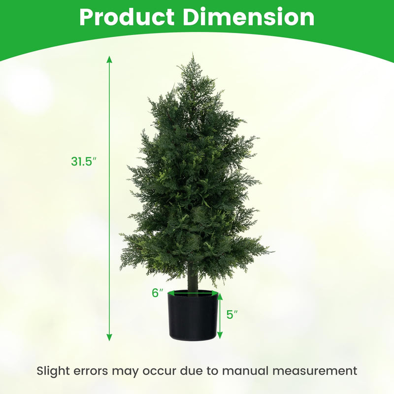 Load image into Gallery viewer, Goplus 31.5&#39;&#39; Artificial Cedar Topiary Trees for Outdoors, Potted Fake Cypress Trees with Cement Plastic Pot
