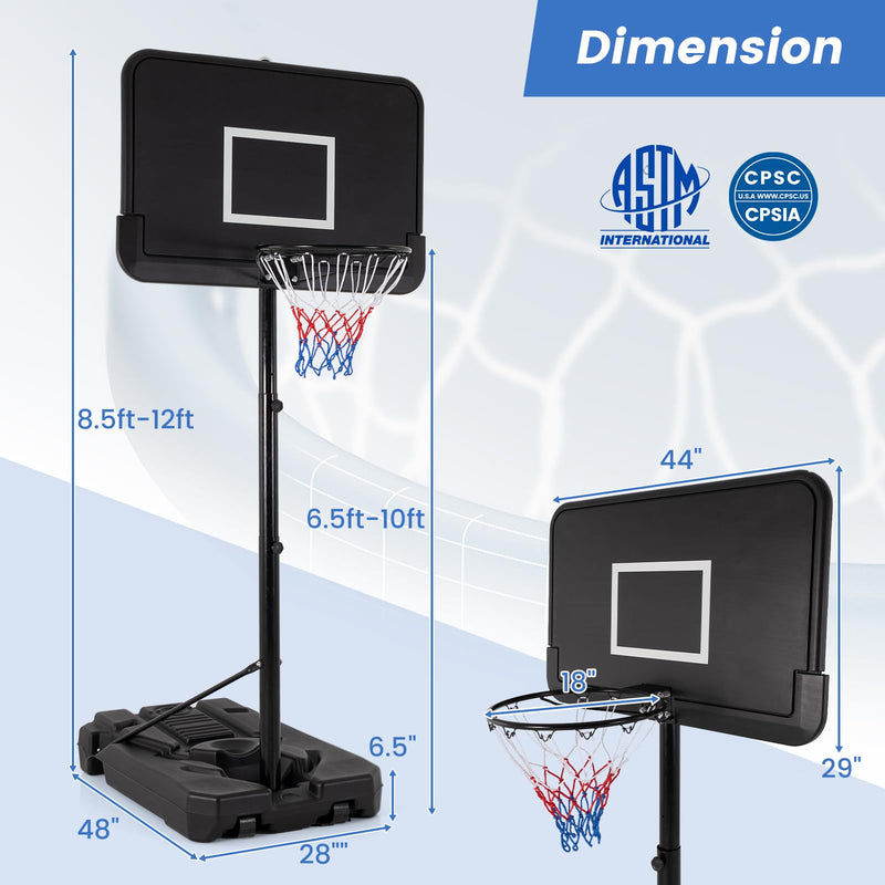 Load image into Gallery viewer, Goplus Portable Basketball Hoop Outdoor, 6.5-10FT Adjustable Basketball Goal System w/44-Inch Shatterproof Backboard
