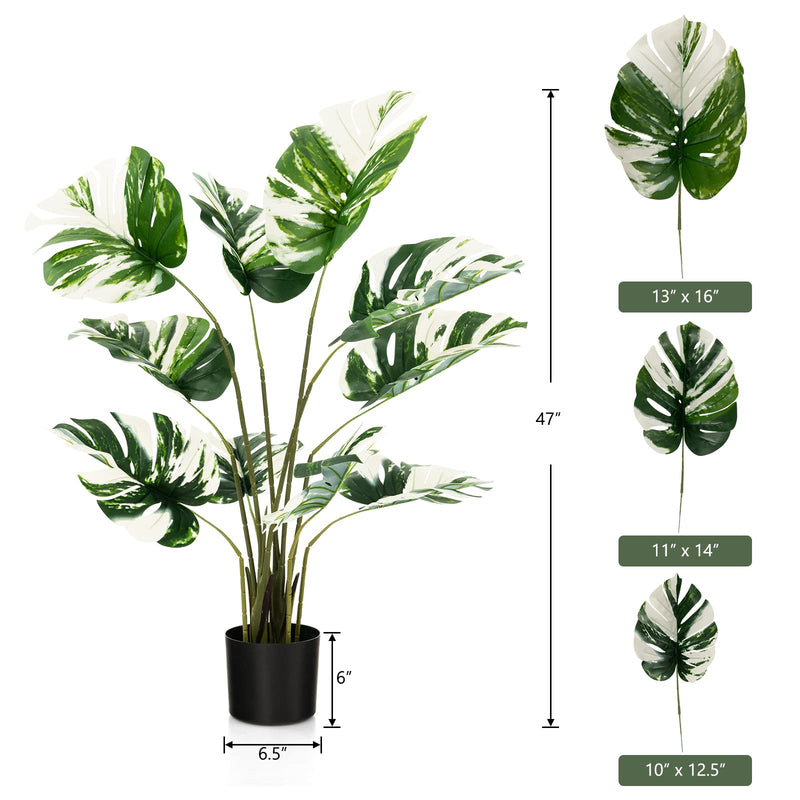 Load image into Gallery viewer, Goplus 4ft Artificial Monstera Deliciosa Plant, 2 Pack Tall Fake Tropical Palm Tree in Pot with 10 Decorative Split Leaves
