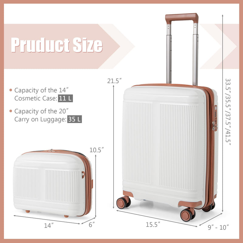 Load image into Gallery viewer, Goplus Carry On Luggage Set, 2 Piece Airline Approved 20” Suitcase &amp; 14” Cosmetic Case
