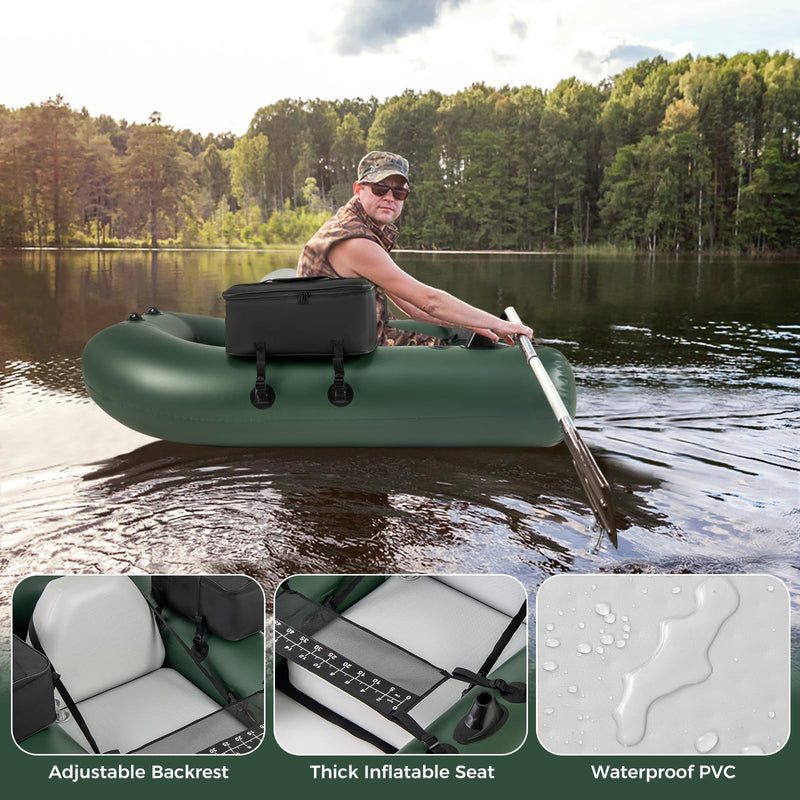 Load image into Gallery viewer, Goplus Inflatable Float Tube, Fishing Belly Boat with Fish Ruler, 2 Detachable Storage Bags, Pump, Carry Bag
