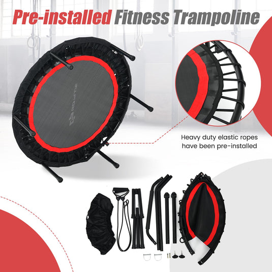 40'' Folding Fitness Trampoline, Portable Mini Exercise Rebounder