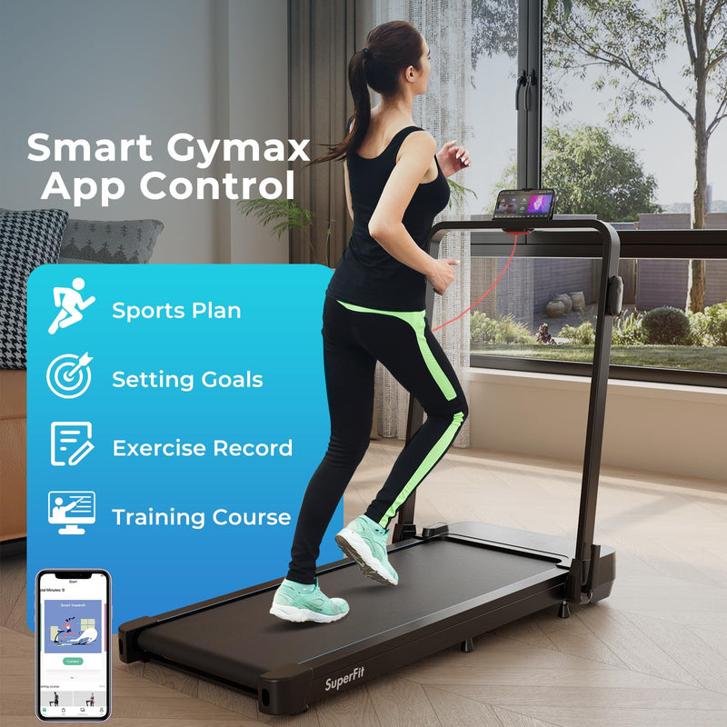 Load image into Gallery viewer, Goplus 2 in 1 Folding Treadmill, 300 LBS Capacity Walking Pad with Handle Bar, Under Desk Treadmill with Remote &amp; APP Control
