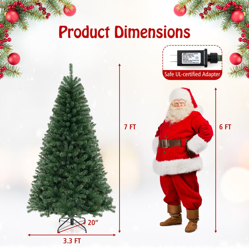 Load image into Gallery viewer, Goplus 7ft Pre-Lit Christmas Tree, Artificial Hinged Xmas Tree with 250 Warm White LED Lights
