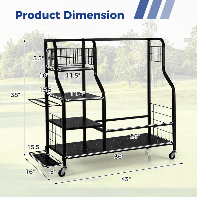 Load image into Gallery viewer, Goplus Golf Bag Storage Garage Organizer, Extra Large Storage Stand for 2 Golf Bags
