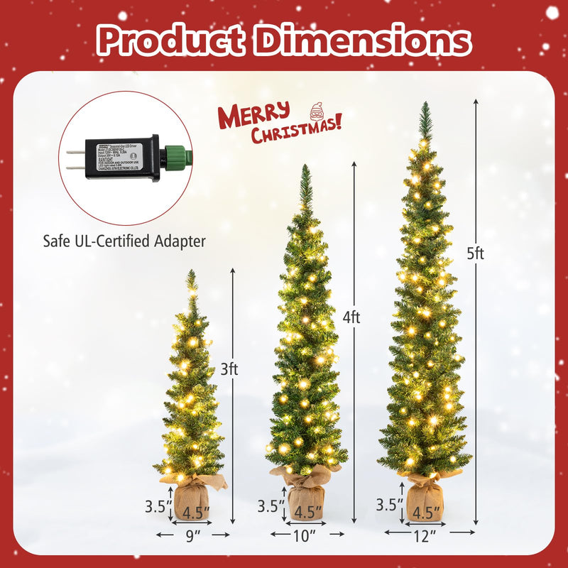 Load image into Gallery viewer, Goplus 3&#39; 4&#39; 5&#39; Pre-Lit Artificial Christmas Tree Set of 3
