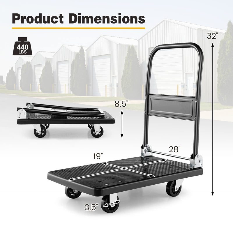 Load image into Gallery viewer, Goplus Folding Push Cart Dolly, Moving Platform Hand Truck, 440 LBS Max Load (28&quot; x 19&quot;)
