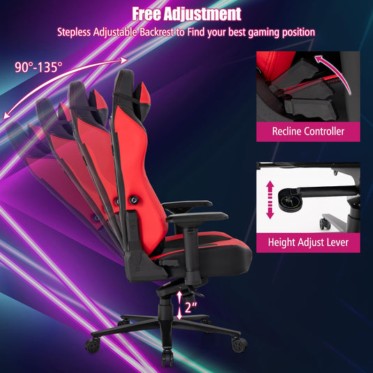 Goplus Gaming Chair, 360¡ã Swivel Computer Chair with Casters, Multi-Angle Reclining, Tension Control, 4D Armrest