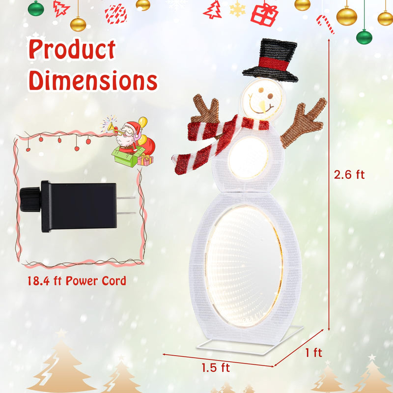 Load image into Gallery viewer, Goplus 2.6 FT Lighted Christmas Decoration, Pre-Lit 2D Snowman with 3 Infinity Mirror Lights
