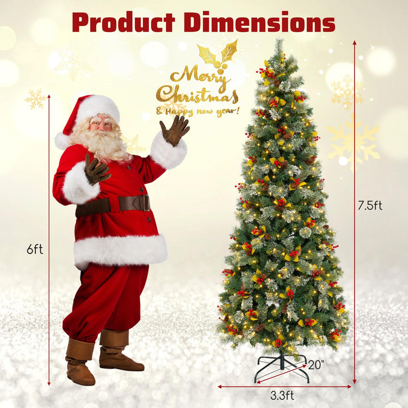 Load image into Gallery viewer, Goplus 7.5ft Pre-Lit Artificial Christmas Tree, Hinged Xmas Tree with 1096 PVC &amp; Pine Needles
