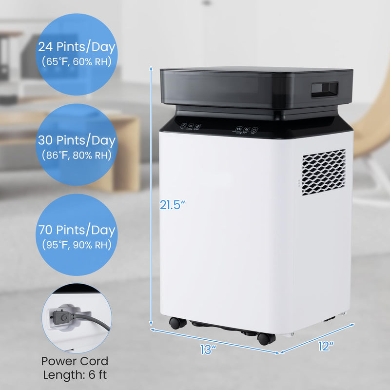 Load image into Gallery viewer, 70 Pints Dehumidifier with Pump, 4,500 Sq.Ft Dehumidifier with Drain Hose
