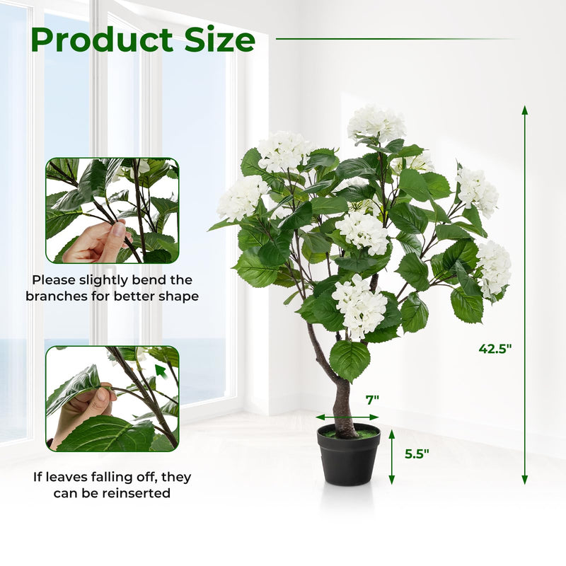 Load image into Gallery viewer, Goplus Artificial Hydrangea Tree, 2 Pack Fake Floral Plant w/11 White Flowers &amp; Realistic Trunk in Plastic Nursery Pot
