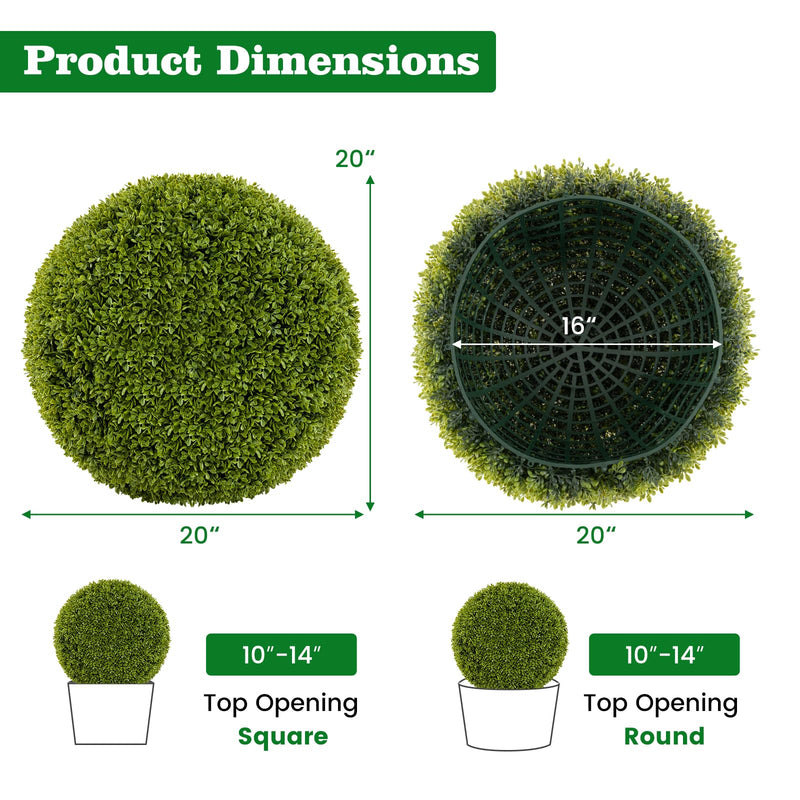 Load image into Gallery viewer, Goplus 2 PCS 20 Inch Artificial Plant Topiary Ball, Round Faux Boxwood Balls Outdoor with Mimic Fluffy Leaves
