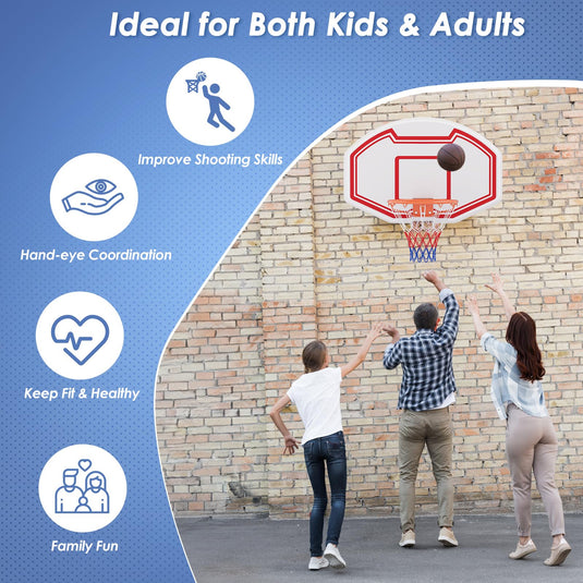 Goplus Large Wall Mounted Basketball Hoop, Indoor Outdoor Basketball Games w/ 36" x 24" Shatter-Proof Backboard