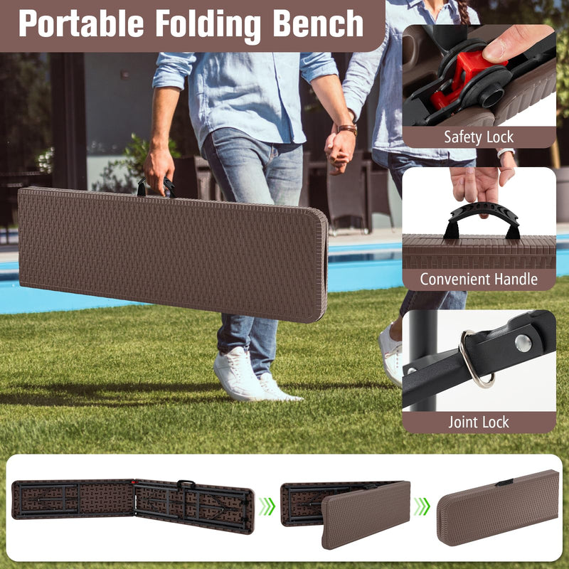 Load image into Gallery viewer, Goplus 6 Feet Plastic Folding Bench, Portable Foldable Bench Seat with 1320 LBS Capacity, for Outside Picnic Party Camping Dining Soccer Events
