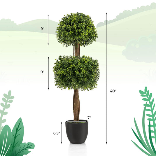 Goplus 40" Artificial Boxwood Topiary Ball Tree