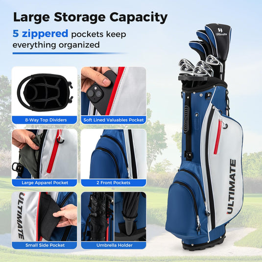 Goplus Complete Golf Club Set for Men, 9 Pieces Golf Clubs with Stand Bag, Men's Right Handed