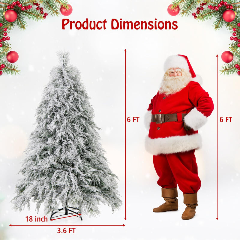 Load image into Gallery viewer, Goplus 6ft Pre-Lit Snow Flocked Christmas Tree, Artificial Hinged Full Xmas Tree with 519 PVC &amp; Pine Needles
