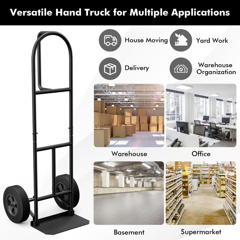 Load image into Gallery viewer, Goplus P-Handle Hand Truck, High Back Sack Barrow with 10&quot; Wheels, Built-in Double Bearings and Foldable Load Plate
