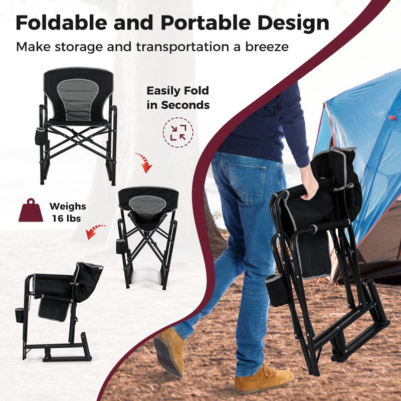 Load image into Gallery viewer, Goplus Outdoor Rocker Camping Chairs for Adults, Portable Folding Chair w/Dual Springs, Padded Back
