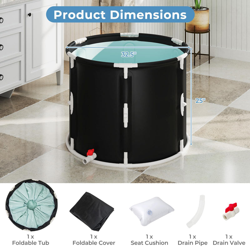 Load image into Gallery viewer, Goplus Foldable Ice Bath Tub for Athletes, Cold Plunge Tub w/Cover, Plunge Pool for Muscle Recovery Cold Water Therapy Training
