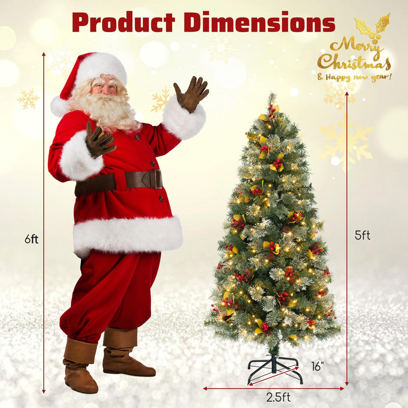 Load image into Gallery viewer, Goplus 5ft Pre-Lit Artificial Christmas Tree, Hinged Xmas Tree with 453 PVC &amp; Pine Needles
