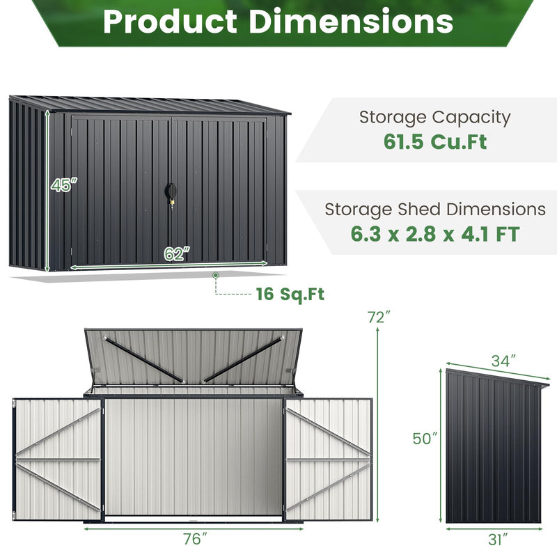 Load image into Gallery viewer, Goplus 6.3 x 2.8 FT Metal Outdoor Storage Shed, Snap-on Structures for Efficient Assembly
