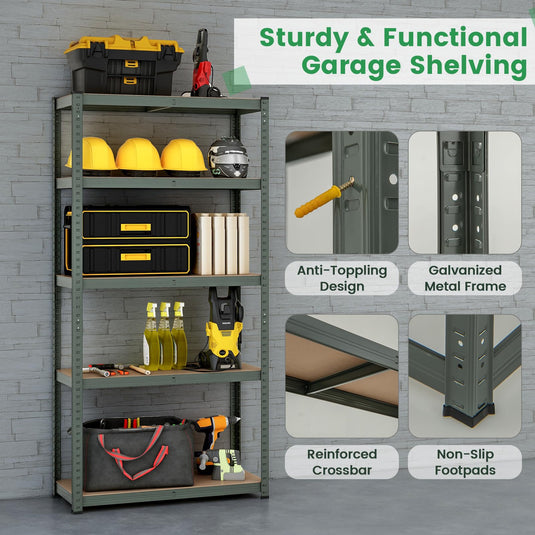 Goplus 5 Tier Adjustable Garage Shelving Unit, 2000 lbs Max Load, 35”W x 16”D x 71”H Multipurpose Organizing Shelf, 4 Pack