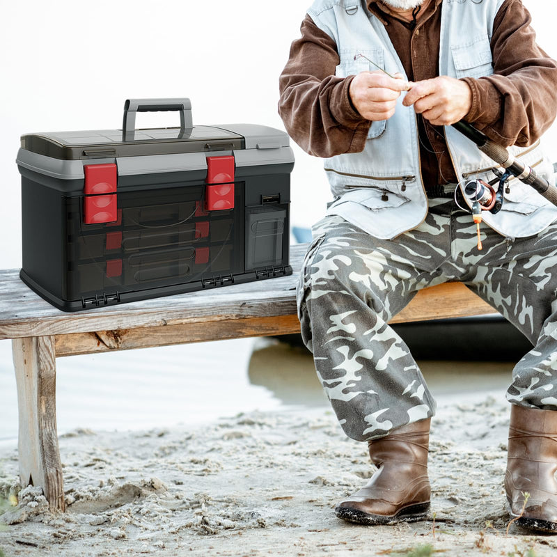 Load image into Gallery viewer, Goplus Large Tackle Box, Portable Fishing Storage, Premium Box for Tackle Storage &amp; Tool Organization
