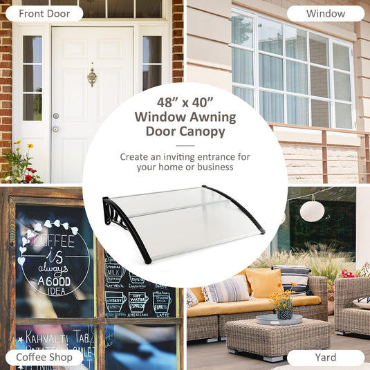 Goplus Awnings for Doors, 48" x 40" Window Awning with Rain Snow Sunlight UV Protection