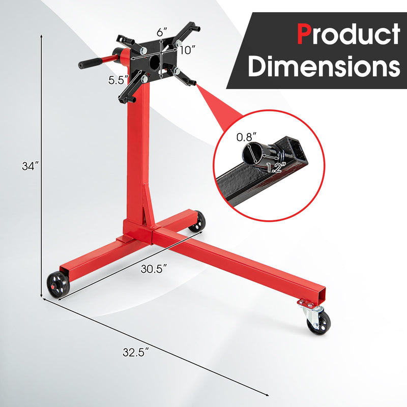 Load image into Gallery viewer, Goplus Engine Stand, 750 LBS (3/8 Ton) Motor Stand with Wheels, 360 Degree Rotating Head &amp; Adjustable Arms
