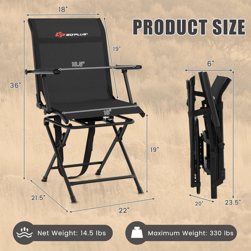 Load image into Gallery viewer, Goplus Hunting Chair, 360-Degree Swivel Hunting Blind Chair with Carrying Strap
