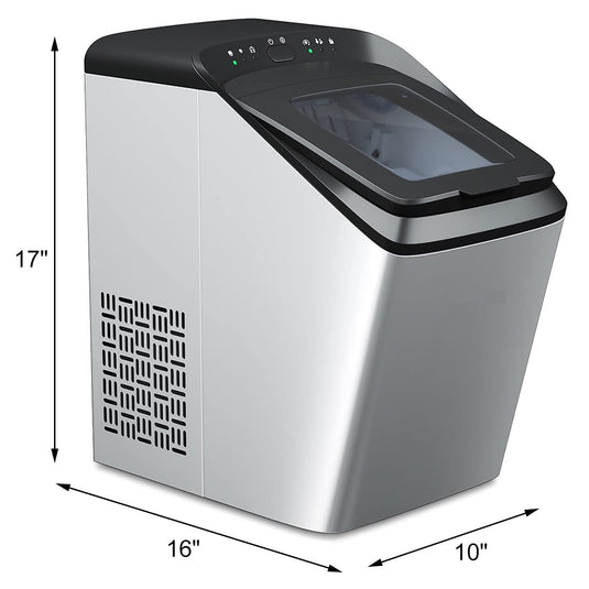 Stainless Steel Countertop Ice Maker, 33lbs/24 Hours Portable Ice Maker Machine