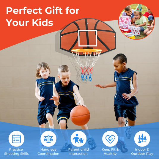 Goplus Wall Mount Basketball Hoop, 26" x 17.5" Indoor Outdoor Basketball Games w/Large Shatter-Proof Backboard