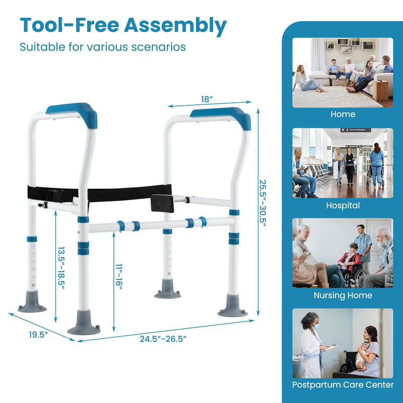 Load image into Gallery viewer, Goplus Toilet Safety Rails, Heavy Duty Toilet Safety Frames &amp; Rails with Handles for Elderly, Handicap and Disabled
