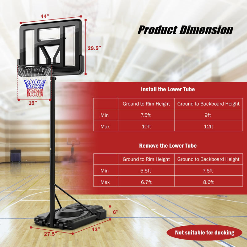 Load image into Gallery viewer, Goplus Portable Basketball Hoop, 10FT Height Adjustable Basketball Goal w/44‘’ Shatterproof Backboard
