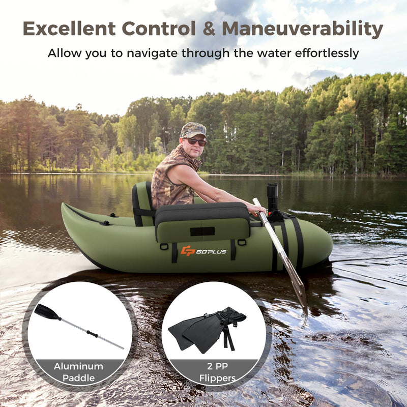 Load image into Gallery viewer, Goplus Inflatable Float Tube, Fishing Belly Boat with Fish Ruler, Pump, Storage Bag, Adjustable Straps
