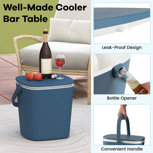 Goplus Cooler Table, Portable 4 Gallon All-Weather Beer and Wine Table Cooler with Handle