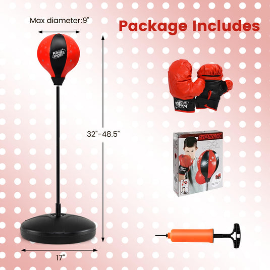 Goplus Punching Bag for Kids, Boxing Set with Gloves, Height Adjustable Stand