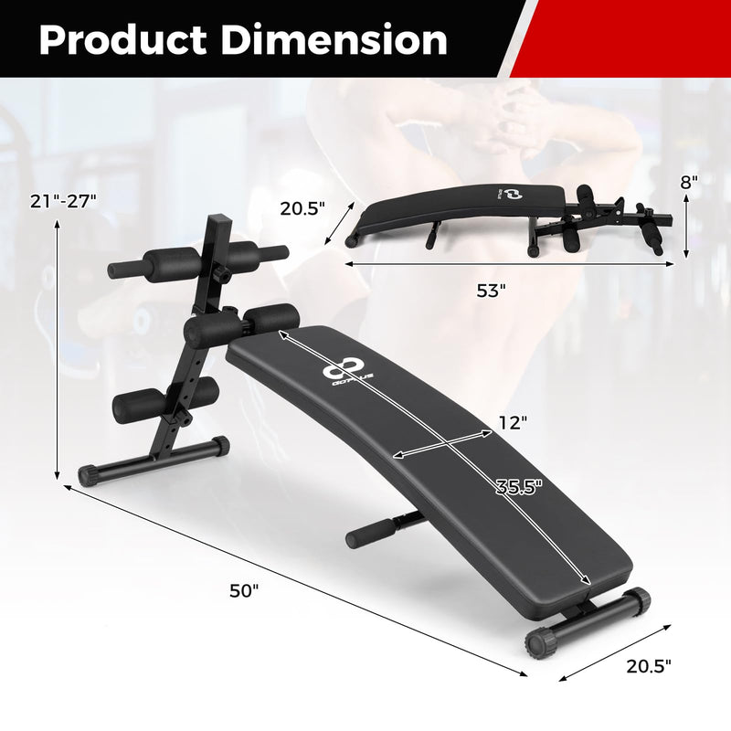 Load image into Gallery viewer, Goplus Adjustable Decline Sit Up Bench for Exercise, Foldable Curved Slant Bench with High Density Foam Cushioned Seat
