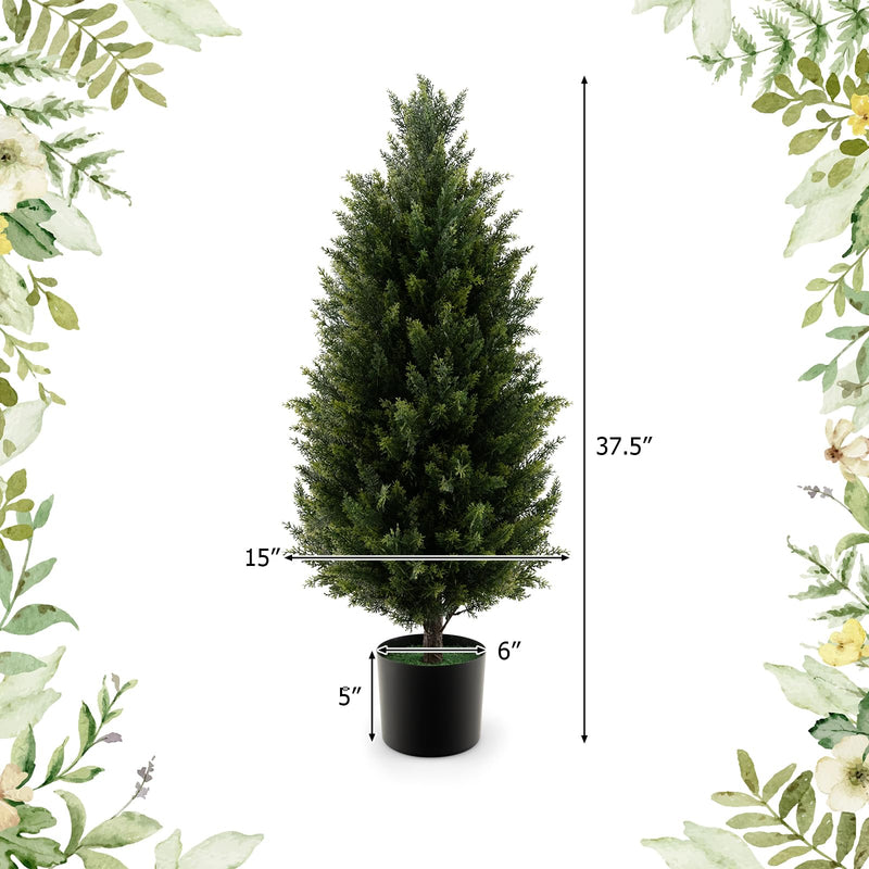 Load image into Gallery viewer, Goplus 3FT Artificial Topiary Cedar Tree, Faux Potted Plants Artificial Cypress Tree with Cement Plastic Pot
