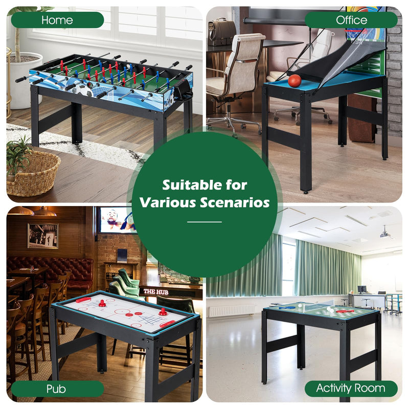 Load image into Gallery viewer, Goplus 14-in-1 Multi Game Table, Combo Game Table w/Foosball, Air Hockey, Pool, Table Tennis, Basketball, Chess, Checkers, Bowling, Shuffleboard
