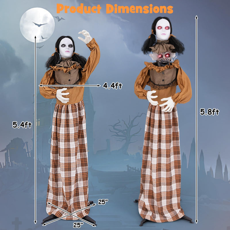 Load image into Gallery viewer, Goplus 5.8 FT Halloween Animatronics, Scary Woman with Pop Up Head, Animated Halloween Decoration
