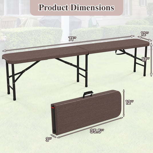 Goplus 6 Feet Plastic Folding Bench, Portable Foldable Bench Seat with 1320 LBS Capacity