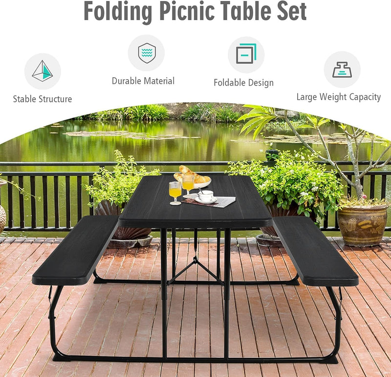 Load image into Gallery viewer, Goplus Foldable Picnic Table with Benches
