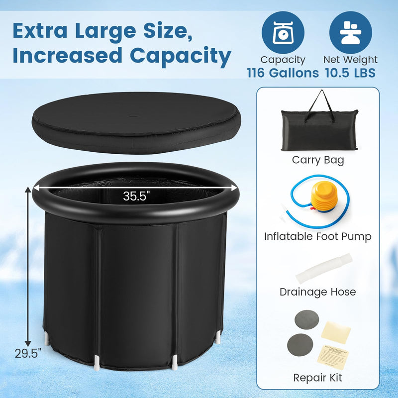 Load image into Gallery viewer, Goplus XL Ice Bath Tub for Athletes, 116 Gal Large Cold Plunge Tub with Cover for Cold Water Therapy Recovery
