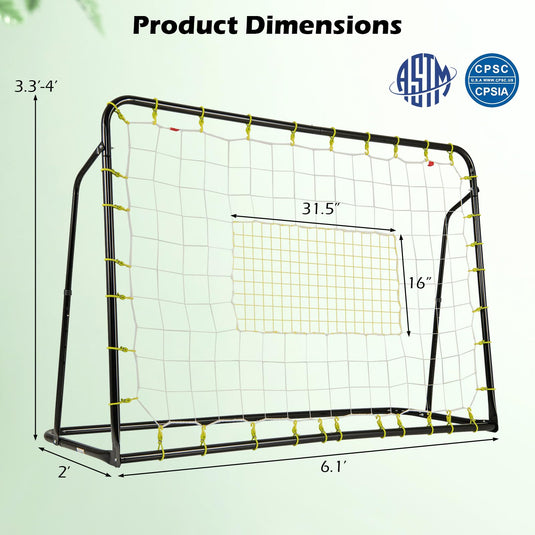 Goplus 6FT x4FT Soccer Net, 2 in 1 Soccer Rebounder Soccer Goal w/Shooting Auxiliary Area