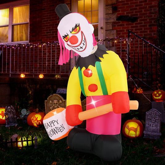 Goplus 8 Ft Halloween Inflatables, Giant Blow up Halloween Clown Decorations with Moving Head