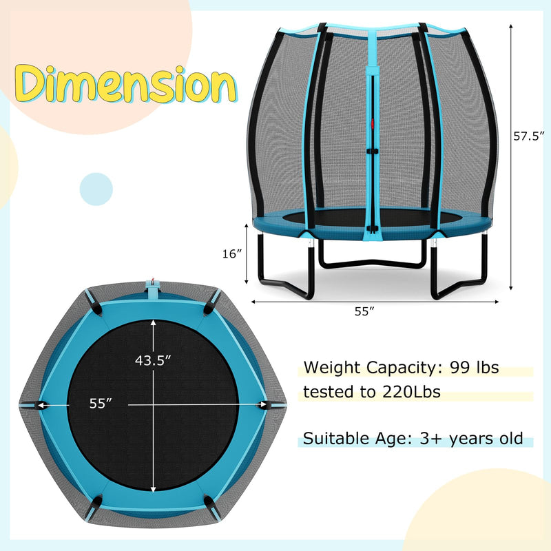 Load image into Gallery viewer, Goplus 55&quot; Trampoline for Kids, ASTM Approved Toddler Mini Trampoline w/Safety Enclosure Net
