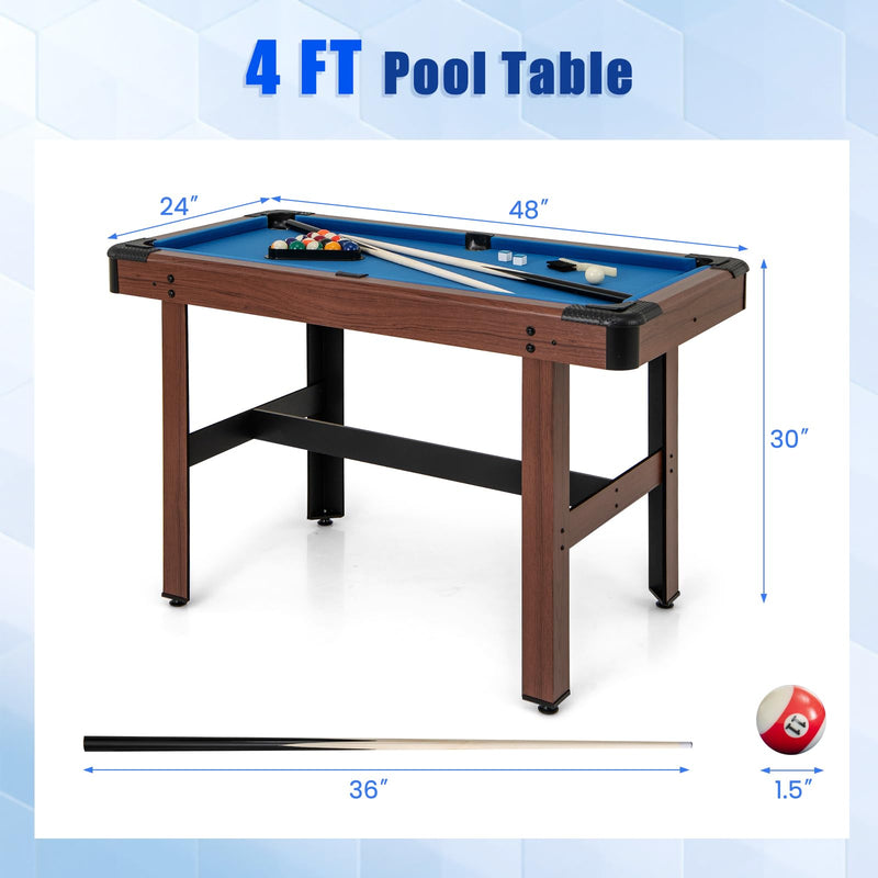 Load image into Gallery viewer, Goplus 48” Pool Table, Wooden Billiards Table w/ 2 Cue Sticks, 16 Balls, 2 Chalks, Triangle, Brush
